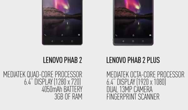 Lenovo Phab 2 and Phab 2 Plus specs