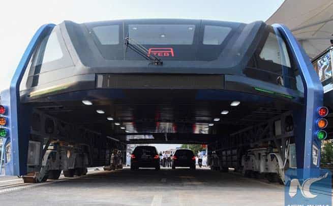 China Unveils Transit Elevated Bus (TEB) That Travels over Cars